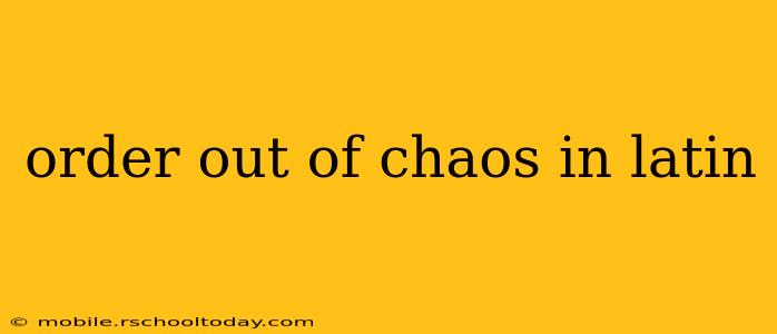 order out of chaos in latin