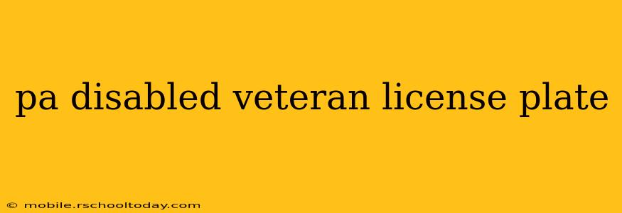 pa disabled veteran license plate