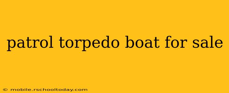patrol torpedo boat for sale