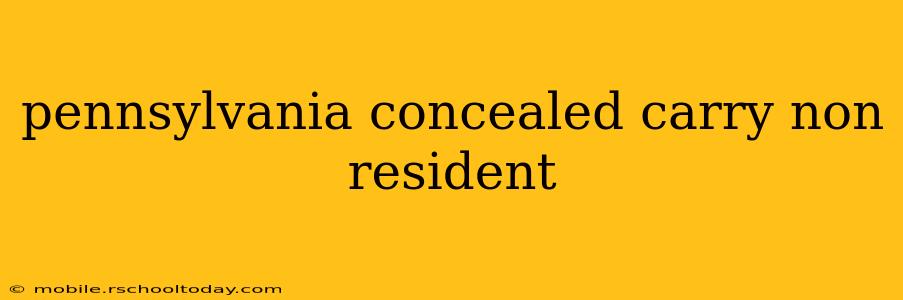 pennsylvania concealed carry non resident