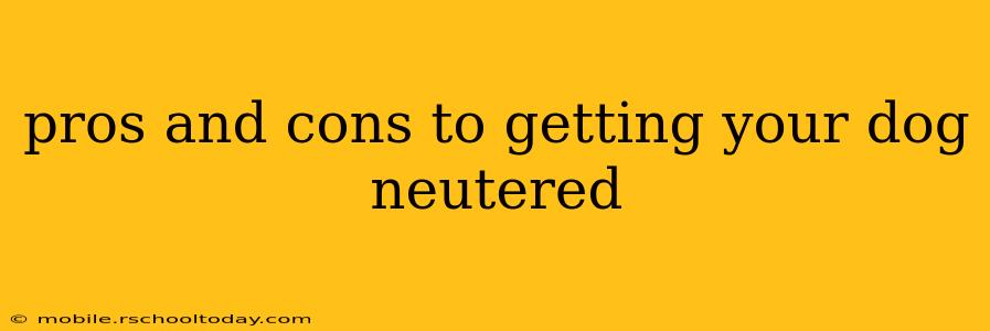 pros and cons to getting your dog neutered