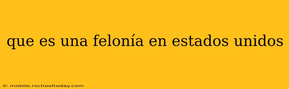 que es una felonía en estados unidos
