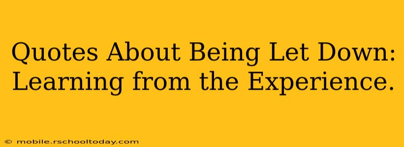 Quotes About Being Let Down: Learning from the Experience.