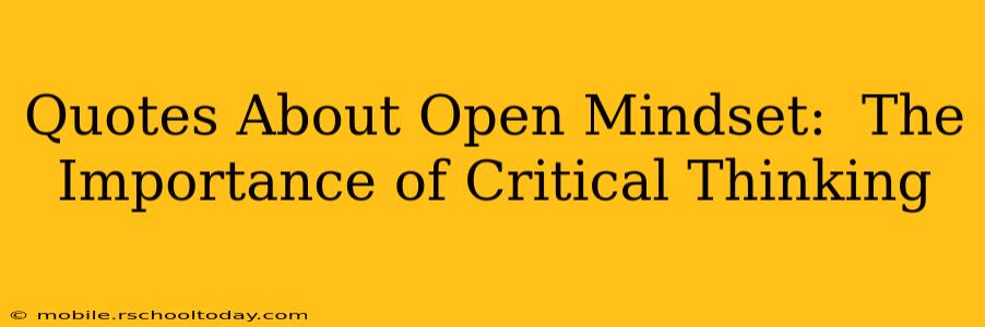 Quotes About Open Mindset:  The Importance of Critical Thinking