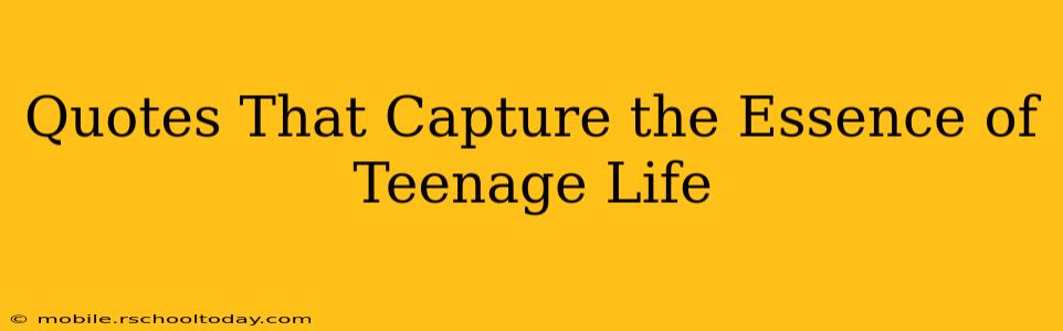 Quotes That Capture the Essence of Teenage Life