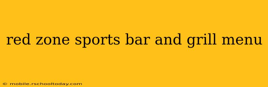 red zone sports bar and grill menu