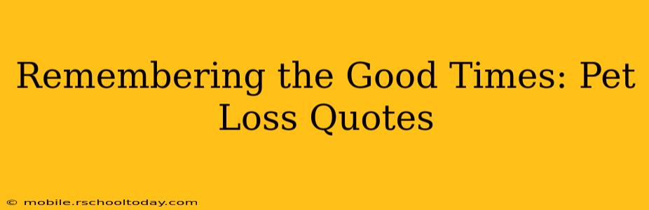 Remembering the Good Times: Pet Loss Quotes