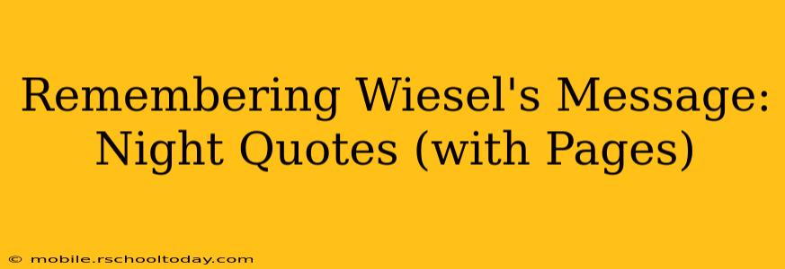 Remembering Wiesel's Message: Night Quotes (with Pages)