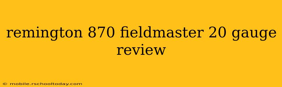 remington 870 fieldmaster 20 gauge review