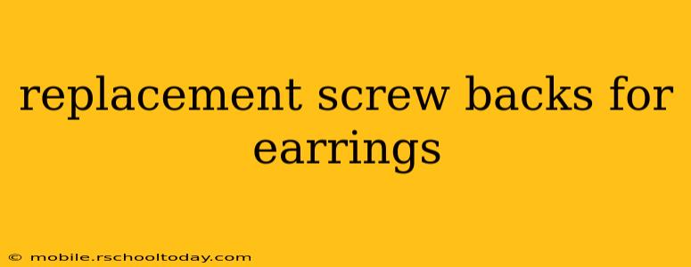 replacement screw backs for earrings