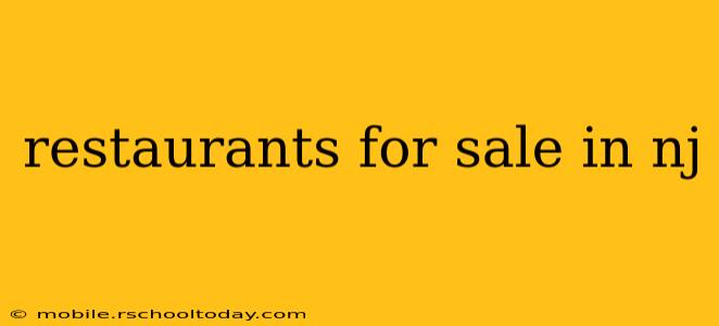 restaurants for sale in nj