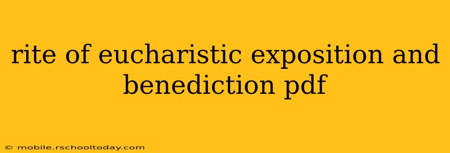 rite of eucharistic exposition and benediction pdf