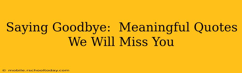 Saying Goodbye:  Meaningful Quotes We Will Miss You