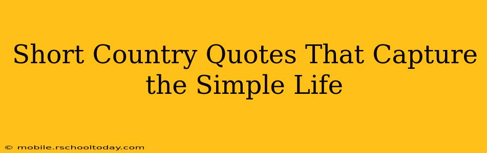 Short Country Quotes That Capture the Simple Life