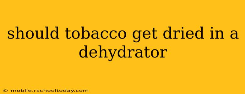 should tobacco get dried in a dehydrator