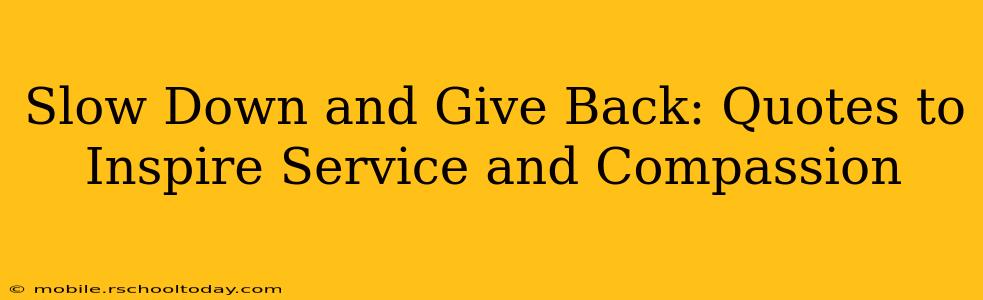 Slow Down and Give Back: Quotes to Inspire Service and Compassion