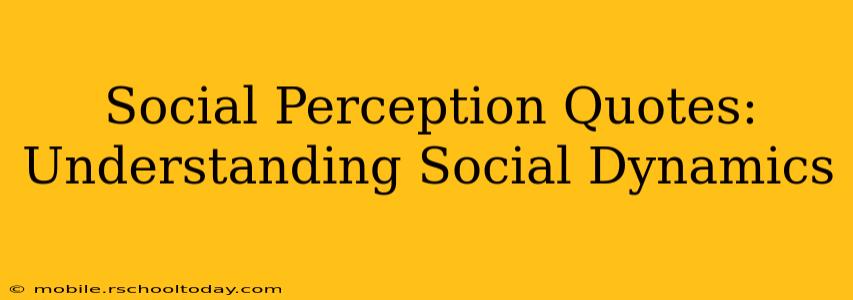 Social Perception Quotes: Understanding Social Dynamics