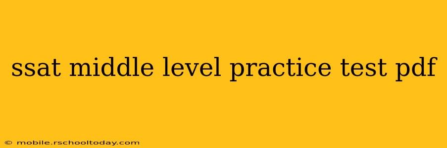 ssat middle level practice test pdf