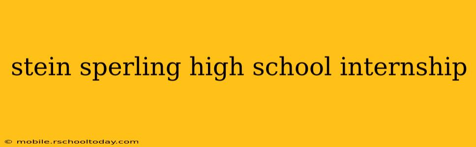stein sperling high school internship