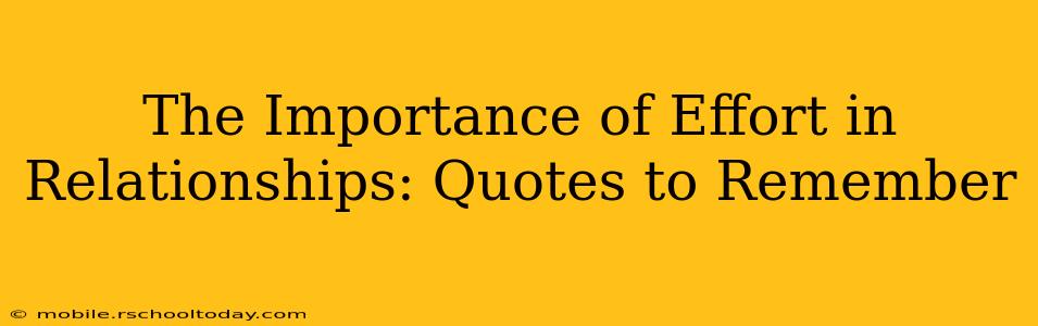 The Importance of Effort in Relationships: Quotes to Remember