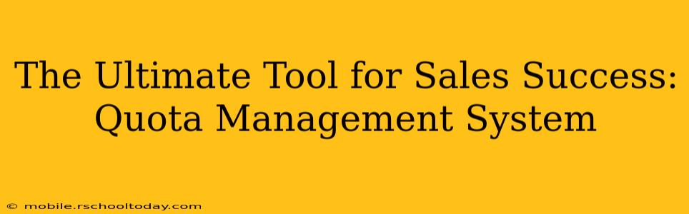 The Ultimate Tool for Sales Success: Quota Management System