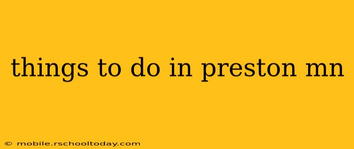 things to do in preston mn