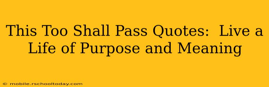 This Too Shall Pass Quotes:  Live a Life of Purpose and Meaning