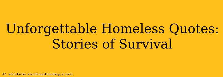 Unforgettable Homeless Quotes: Stories of Survival