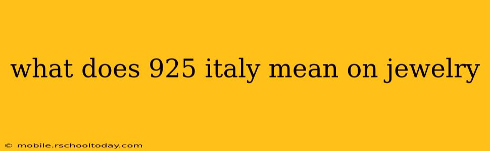 what does 925 italy mean on jewelry