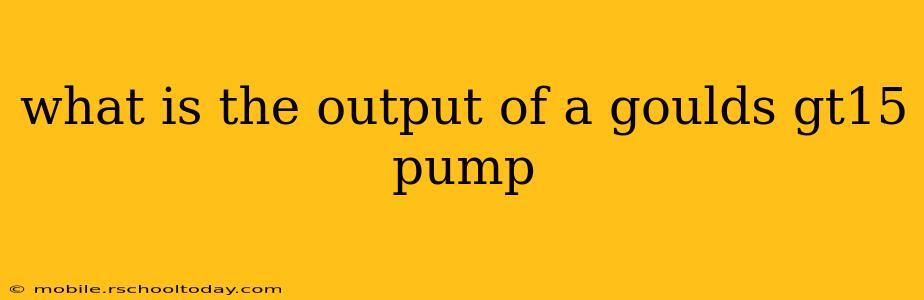 what is the output of a goulds gt15 pump