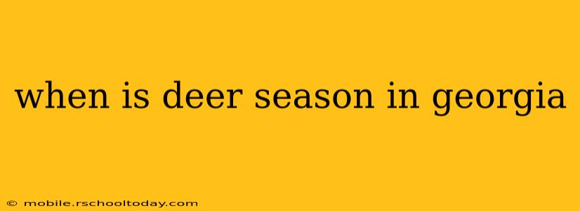 when is deer season in georgia