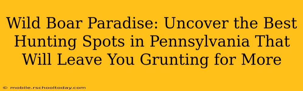 Wild Boar Paradise: Uncover the Best Hunting Spots in Pennsylvania That Will Leave You Grunting for More