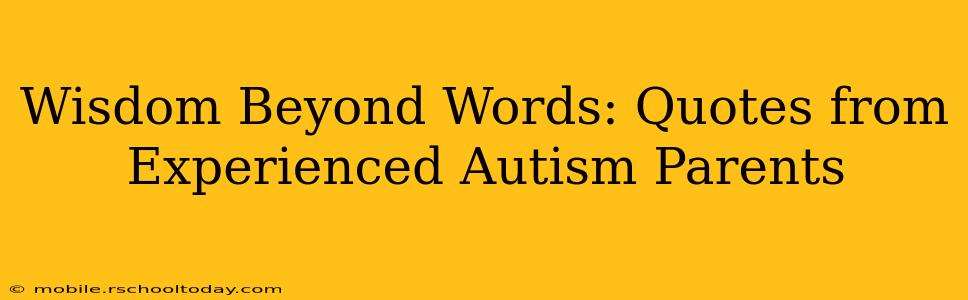 Wisdom Beyond Words: Quotes from Experienced Autism Parents