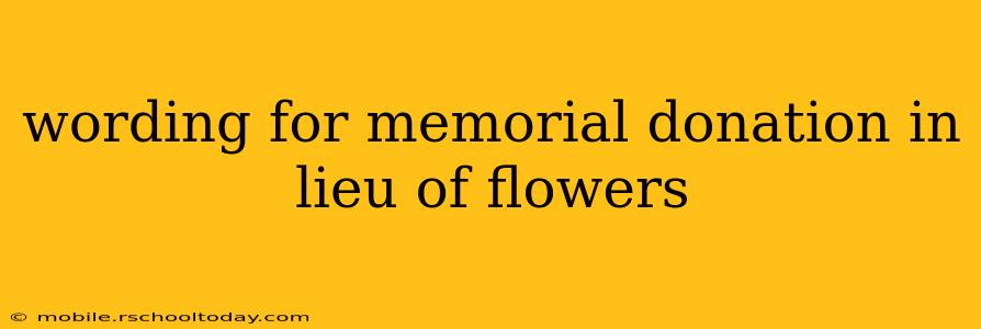 wording for memorial donation in lieu of flowers