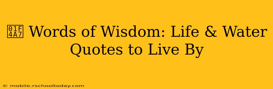 💧 Words of Wisdom: Life & Water Quotes to Live By