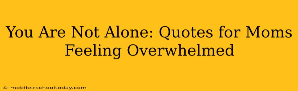 You Are Not Alone: Quotes for Moms Feeling Overwhelmed